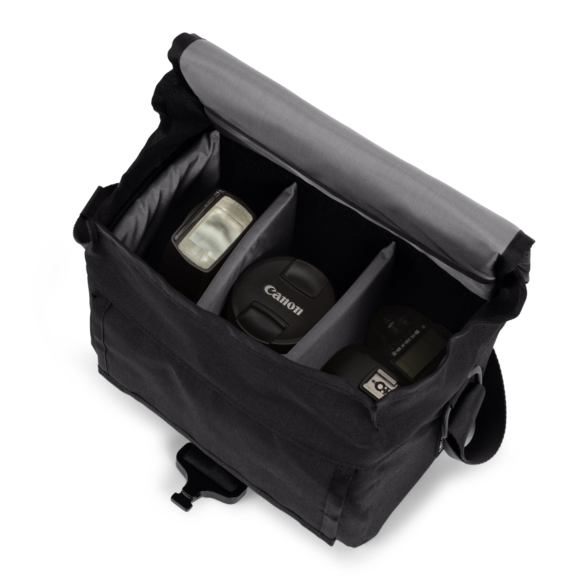 Black Cordura handmade camera bag - weatherproof - adjustable velcro dividers - mirrorless camera - DSLR lens - travel camera padded bag - XPAC - made in USA