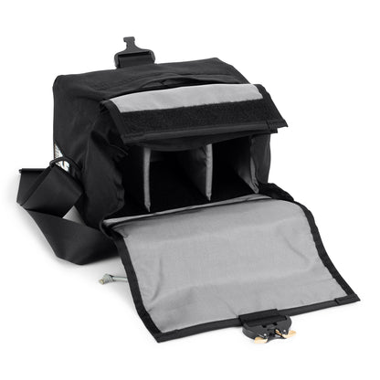 Interior - Black Cordura - handmade camera bag - weatherproof - adjustable velcro dividers - mirrorless camera - DSLR lens - travel camera padded bag - XPAC - made in USA