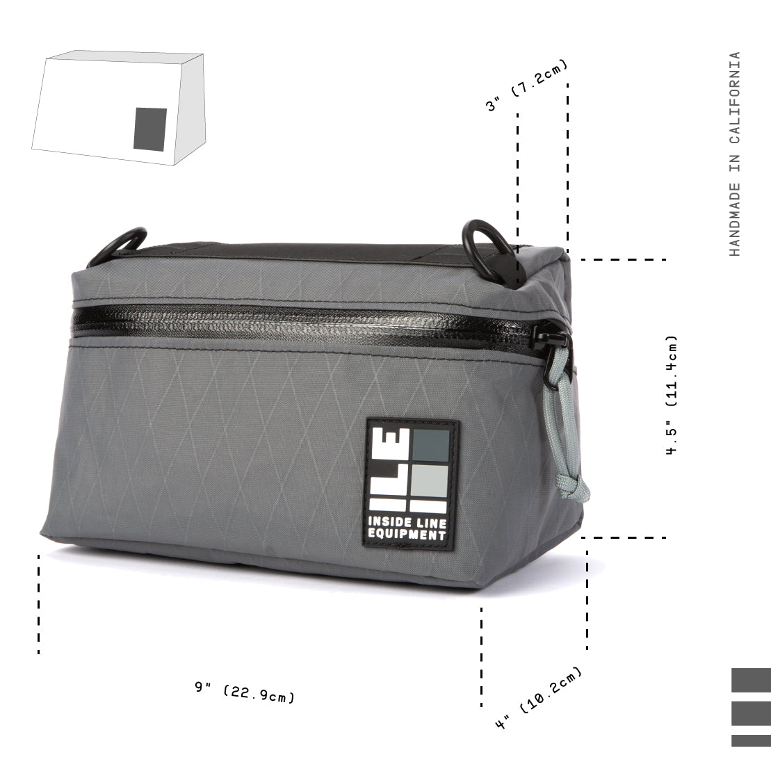 Pilot Bar Bag - Weatherproof Bicycle Handlebar Bag - XPac - Waxed Canvas - Cordura - Adjustable Harness System - 2.6L Cycling Bag - Handmade in USA